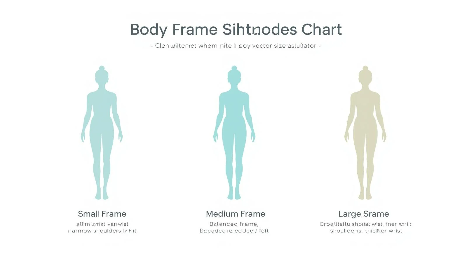 Female Body Frame Size Chart showing small, medium and large body frames comparison